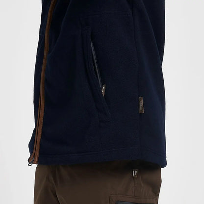 Jack Pyke Countryman fleece jacket in navy blue with brown zipper trim