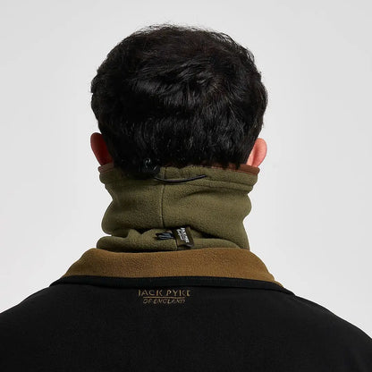 Jack Pyke Countryman Neck Gaitor in olive green fleece with tan lining