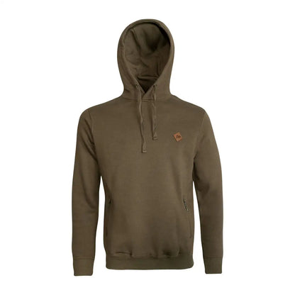 Olive green Jack Pyke Dalesman Hoodie with small reddish-brown emblem on chest