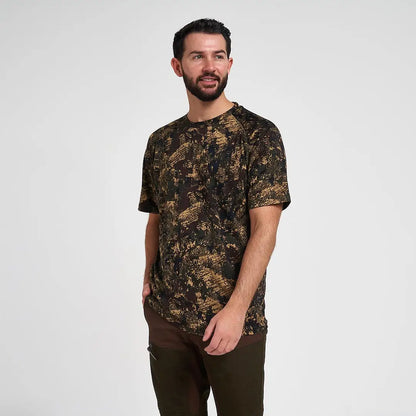 Jack Pyke digital camo t-shirt in brown and gold abstract pattern