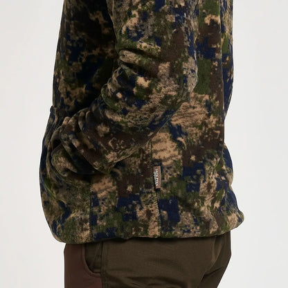 Jack Pyke Fieldman fleece hoodie in woodland camo with green, brown, navy shades