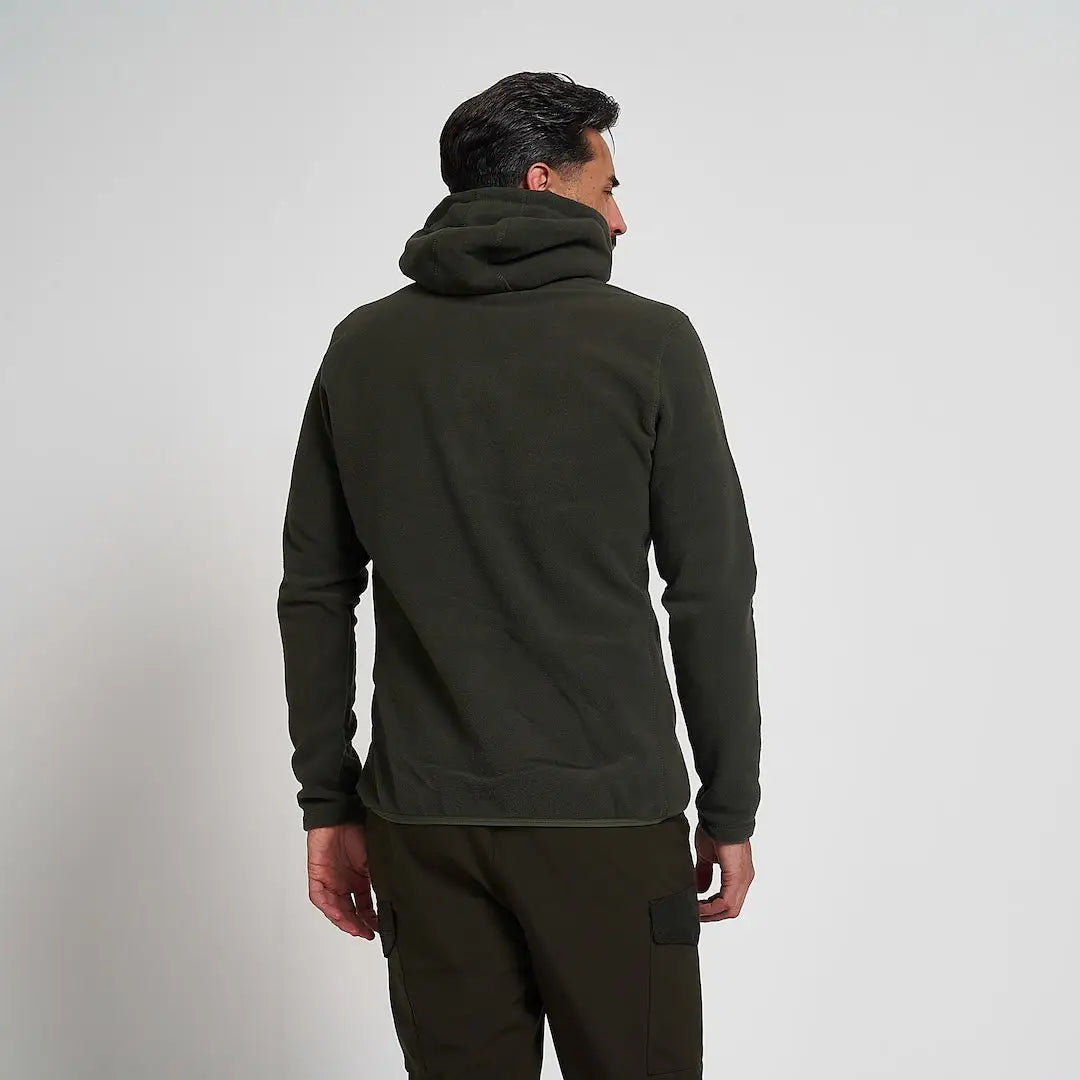 Jack Pyke Fieldman fleece hoodie in olive green with high collar