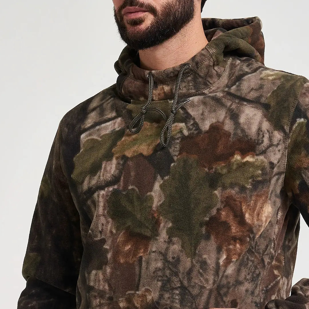 Jack Pyke Fieldman fleece hoodie in camo leaf pattern