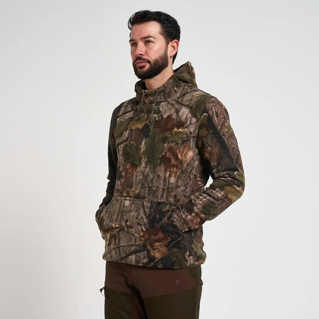 Jack Pyke Fieldman fleece hoodie in woodland camo pattern