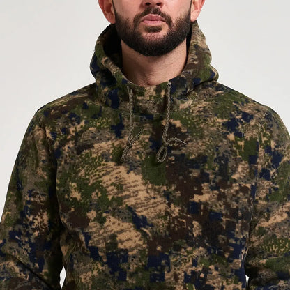 Jack Pyke Fieldman fleece hoodie in camo green, brown, navy patterns