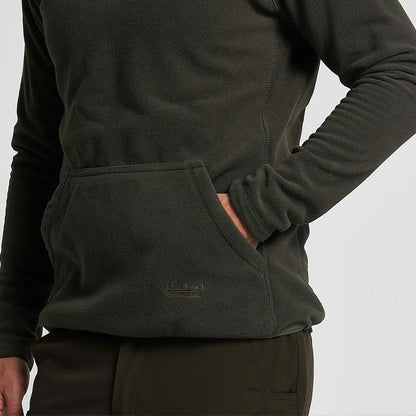 Jack Pyke Fieldman fleece hoodie in dark olive green with pocket