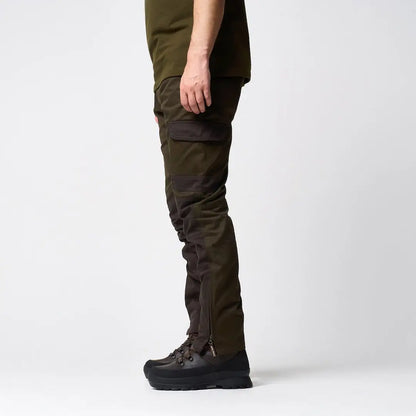 Jack Pyke Fieldman trousers in olive green with brown panels and ankle zipper