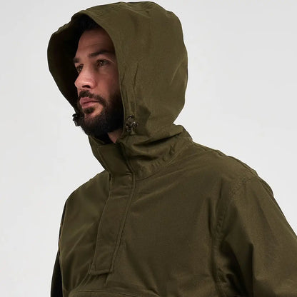 Jack Pyke Galbraith smock: olive green hooded jacket with water-resistant fabric and drawstring neck