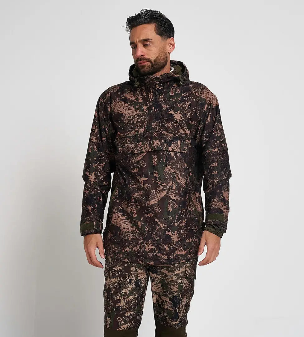 Man in Jack Pyke Galbraith hunting smock with camo jacket