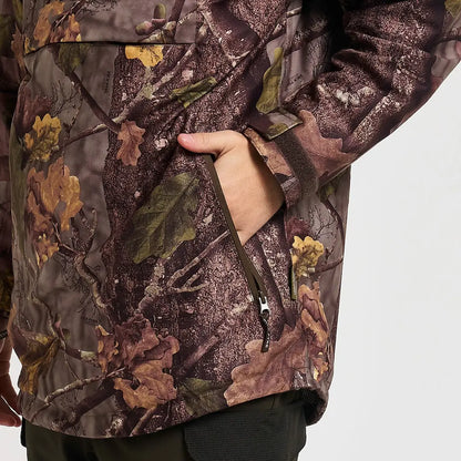 Jack Pyke Galbraith smock: brown green camo jacket with leaf design and zip pocket