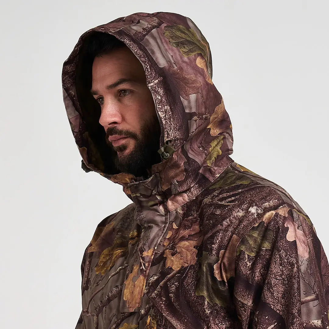 Jack Pyke Galbraith smock: weatherproof hooded jacket in autumn leaf camo
