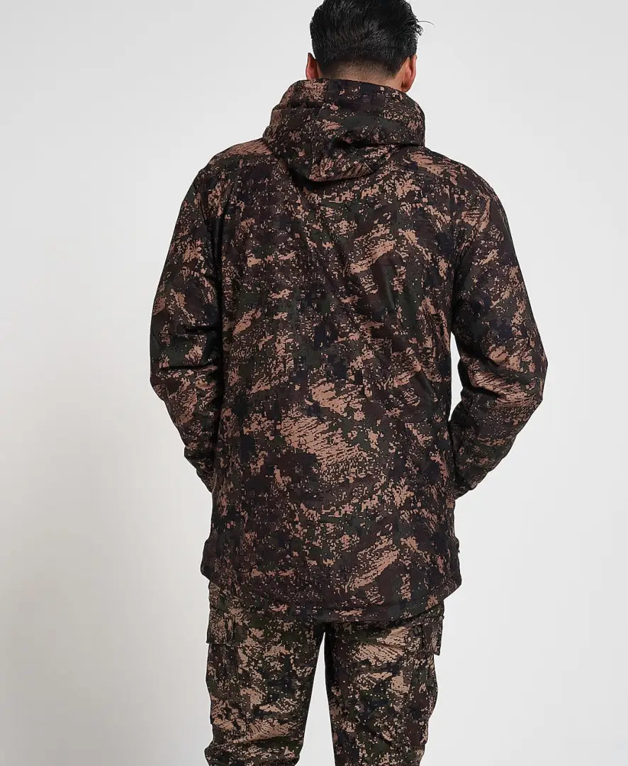 Jack Pyke Galbraith hunting smock in dark brown black camo