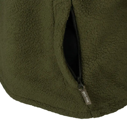 Olive green Jack Pyke half zip sherpa fleece pullover with zipper pocket