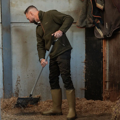 Jack Pyke half zip sherpa fleece with green rubber boot detail