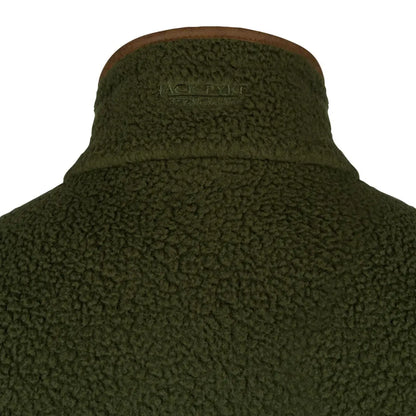 Jack Pyke half zip sherpa fleece pullover in olive green