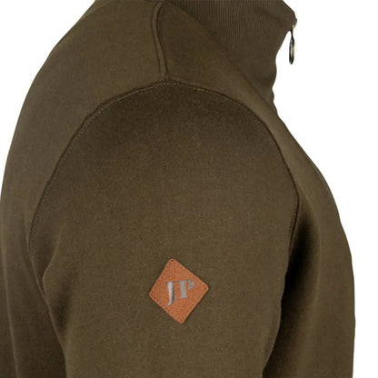 Olive green Jack Pyke half zip sweatshirt with jp logo patch