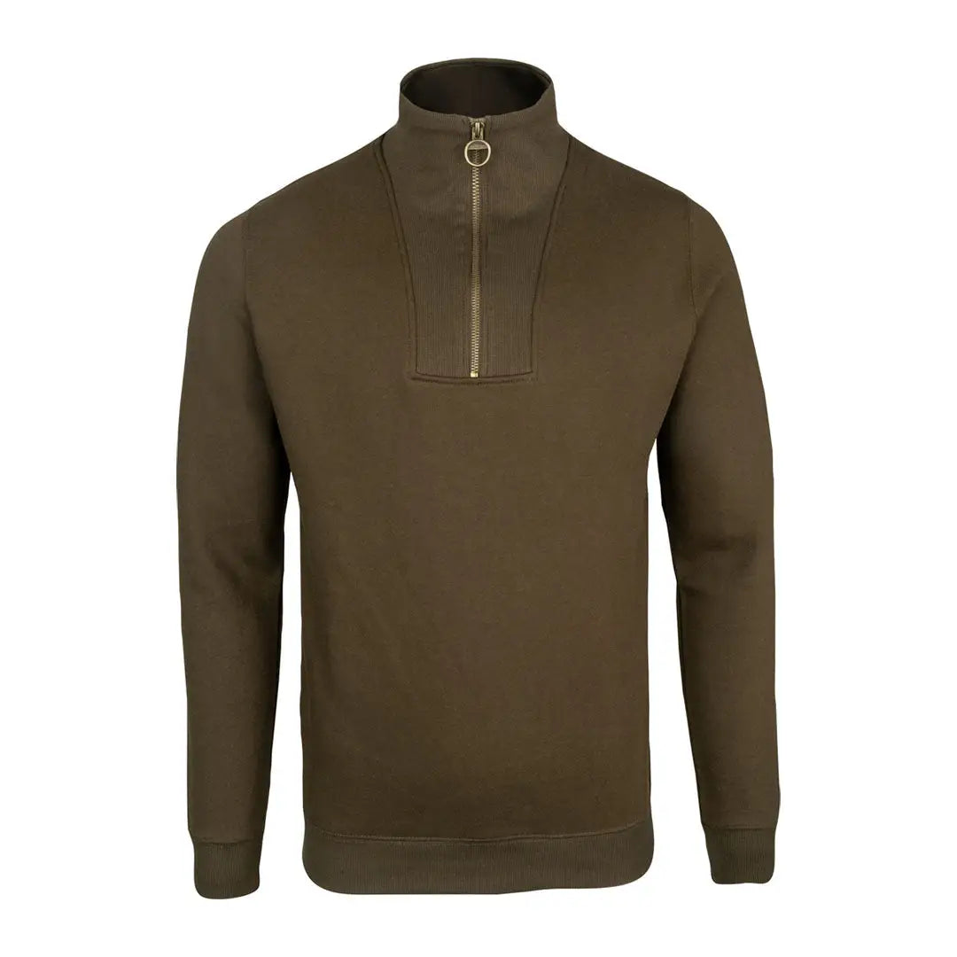 Jack Pyke olive green half zip sweatshirt with ribbed collar and cuffs