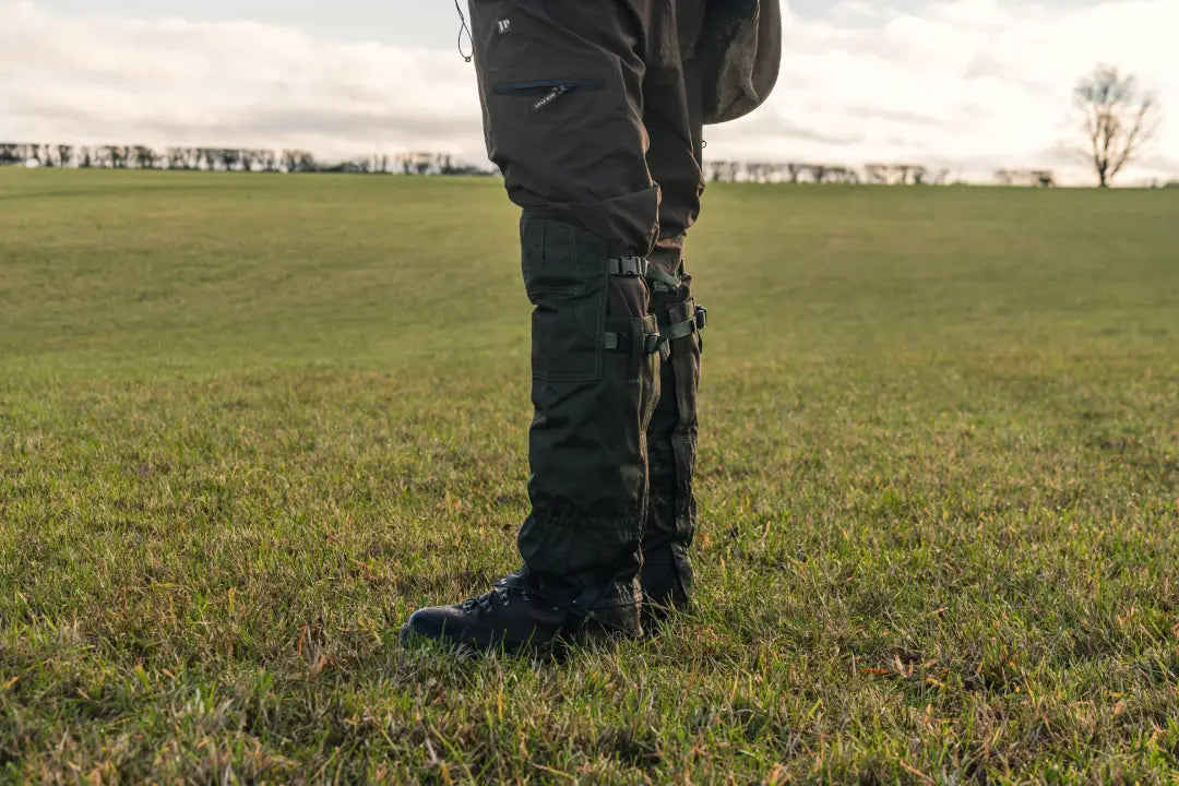 Dark hiking pants with gaiters from Jack Pyke Highline for rugged outdoor adventures