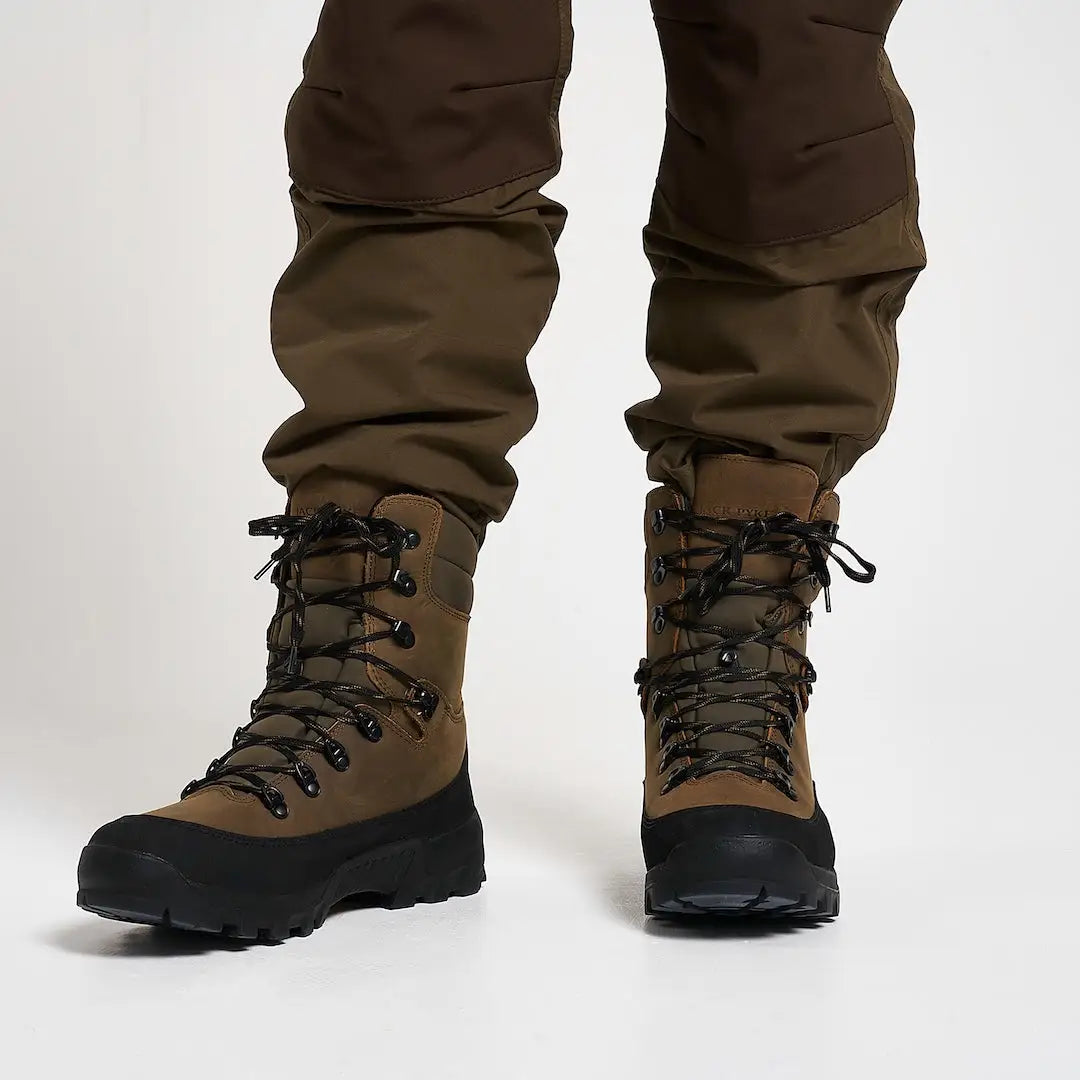 Jack Pyke Hunters brown and black boots with rugged soles