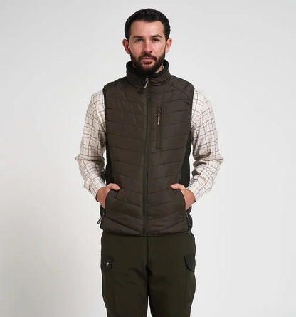 Jack Pyke Hybrid Quilted Gilet in dark olive puffer