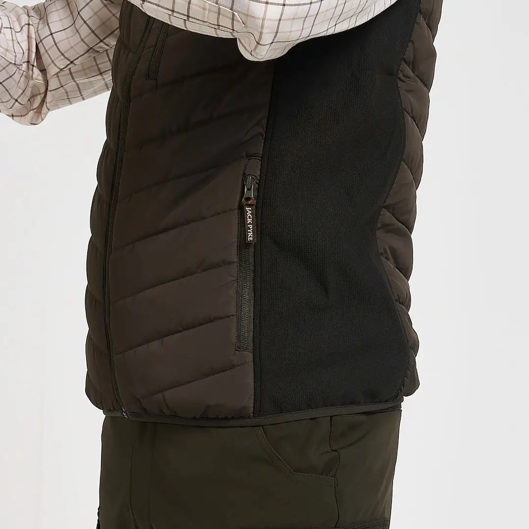 Jack Pyke Hybrid Quilted Gilet black vest with accpyle zipper