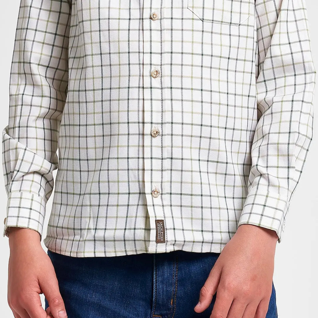 Jack Pyke Junior Countryman Shirt in crisp white black checkered fabric