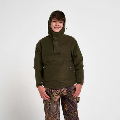 Olive green Jack Pyke Junior Galbraith Smock jacket with zipper and pocket