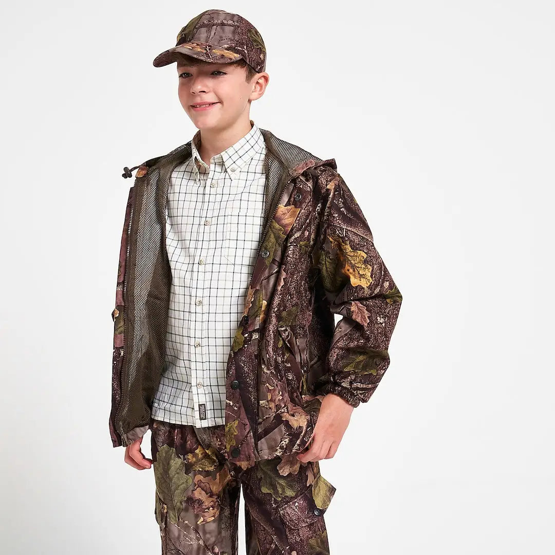 Jack Pyke Junior Jacket Evo with camo pattern, mesh lining, adjustable cuffs