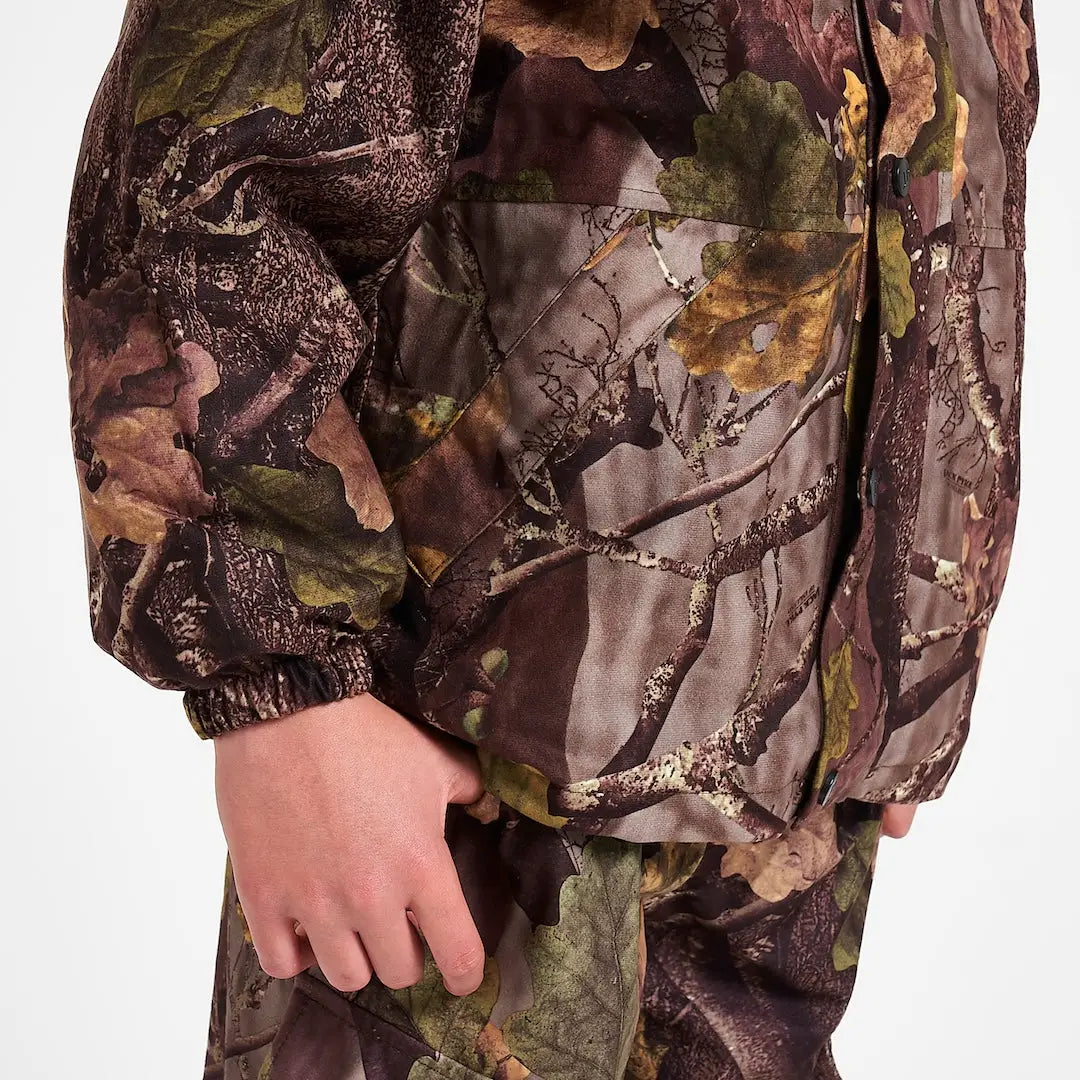 Jack Pyke Junior Jacket Evo in camouflage leaf branch pattern