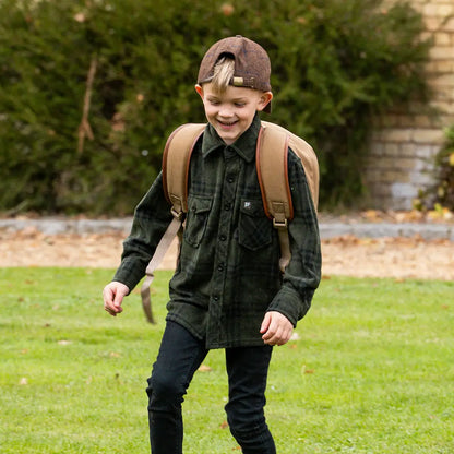 Jack Pyke Junior polar fleece shirt with brown corduroy jacket and jeans