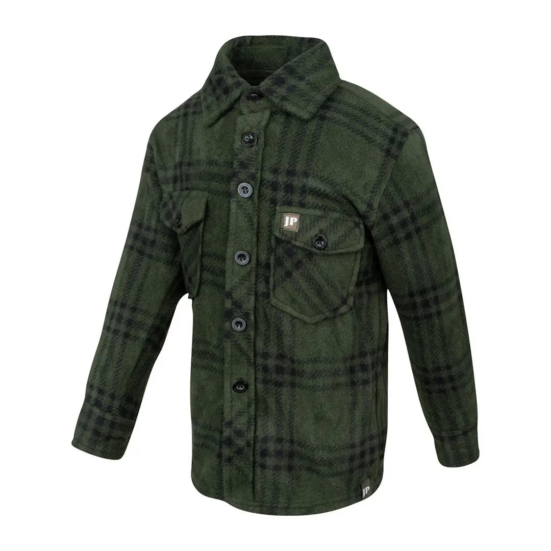 Jack Pyke Junior polar fleece shirt in green plaid with chest pockets