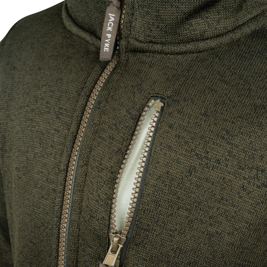 Jack Pyke junior olive green fleece jacket with zip-up hoodie