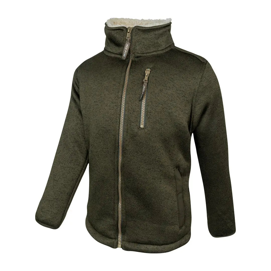 Jack Pyke junior olive green fleece jacket with zipper and sherpa lining