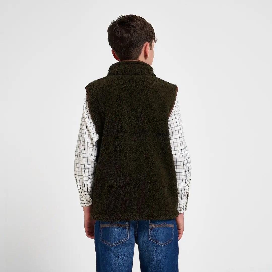 Jack Pyke junior sherpa fleece gilet in olive green