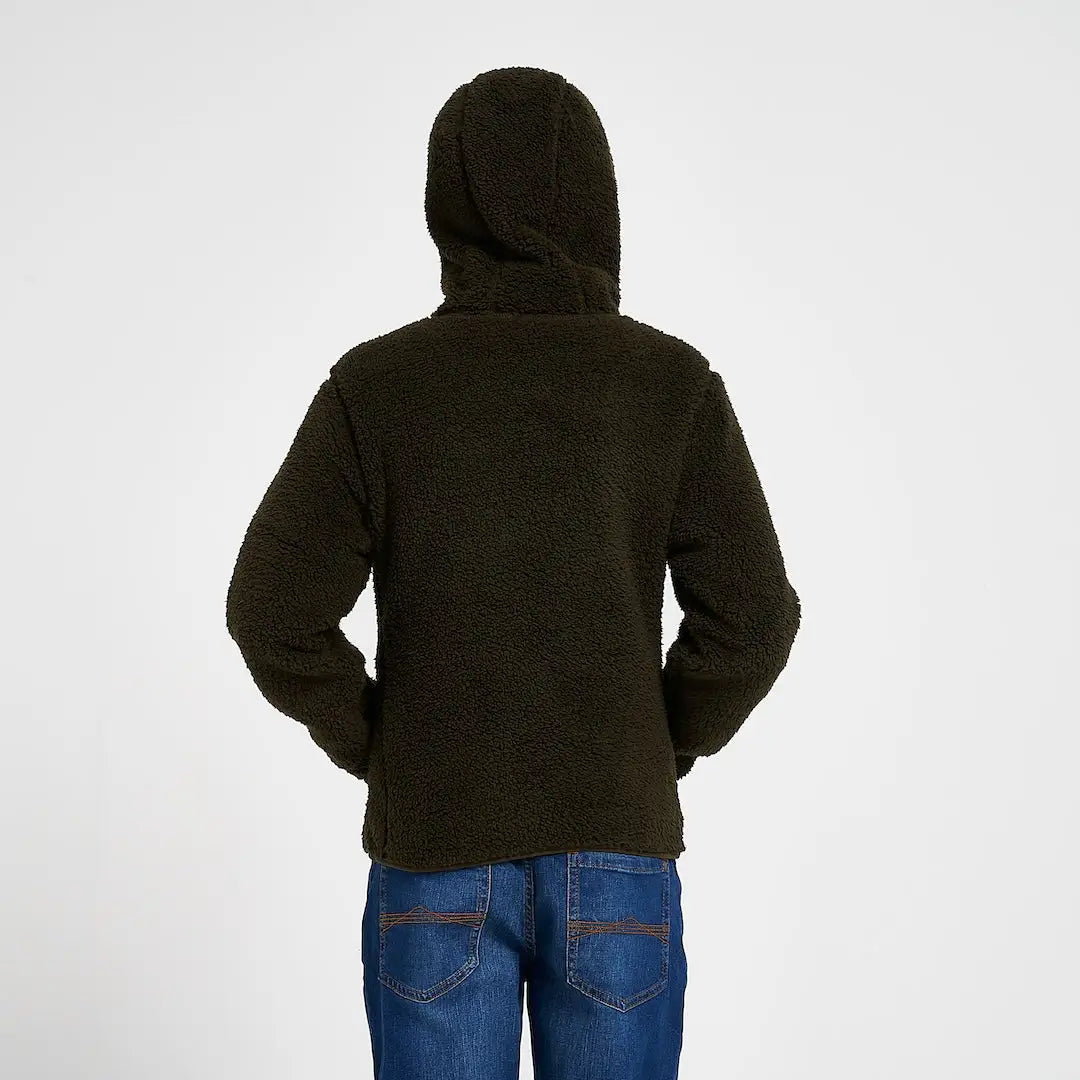 Jack Pyke Junior Sherpa Fleece Hoodie in olive green with plush texture
