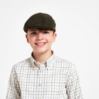 Jack Pyke Junior Wax Flat Cap in olive green