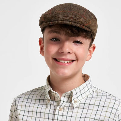 Brown herringbone Jack Pyke junior wool flat cap from range