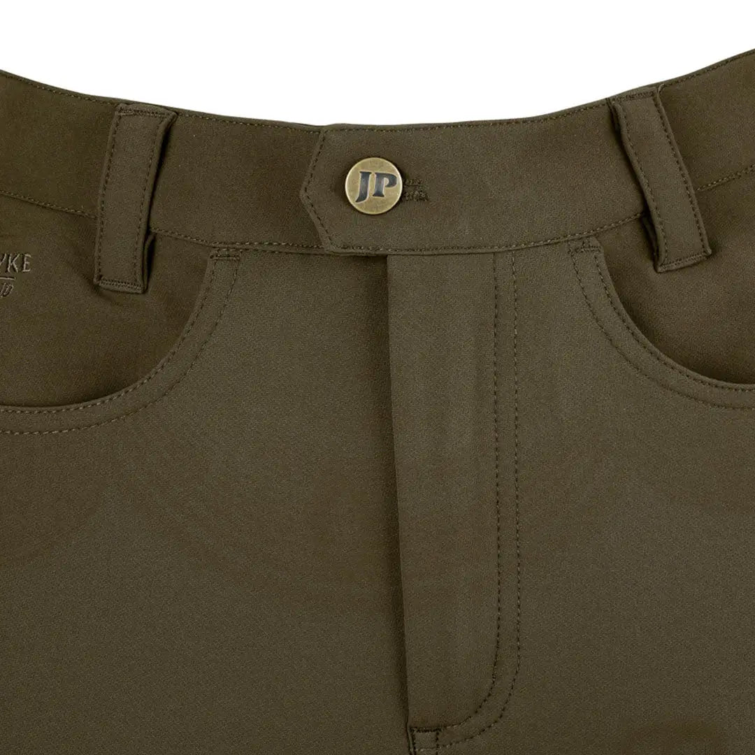 Jack Pyke ladies contour stretch pants in olive green with brass JP button