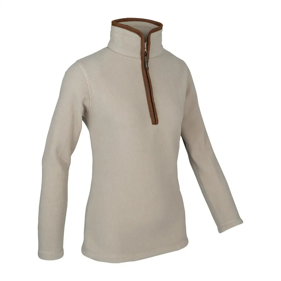 Jack Pyke Ladies Countryman beige fleece zip-up sweater with brown trim