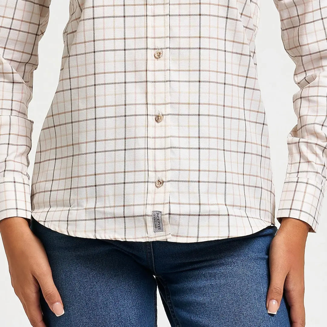 Jack Pyke ladies Countryman long-sleeved plaid shirt in beige black