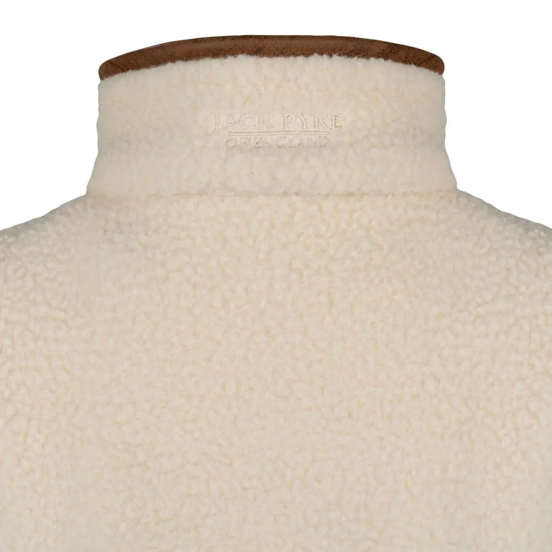 Jack Pyke sherpa fleece pullover cream collar with leather trim