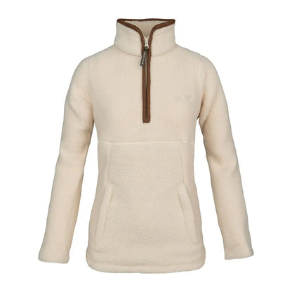 Jack Pyke ladies half zip sherpa fleece pullover with cream fleece and brown accents