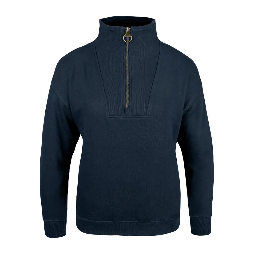 Navy blue Jack Pyke ladies half zip sweatshirt with ribbed collar and cuffs