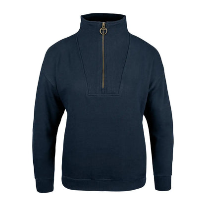 Navy blue Jack Pyke ladies half zip sweatshirt with ribbed collar and cuffs