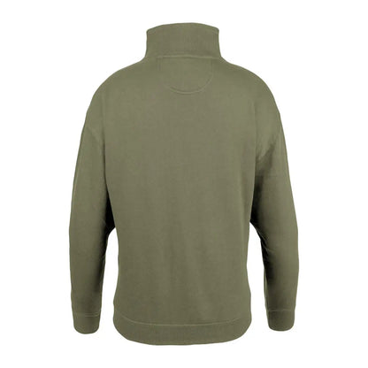 Olive green Jack Pyke ladies half zip sweatshirt with ribbed cuffs