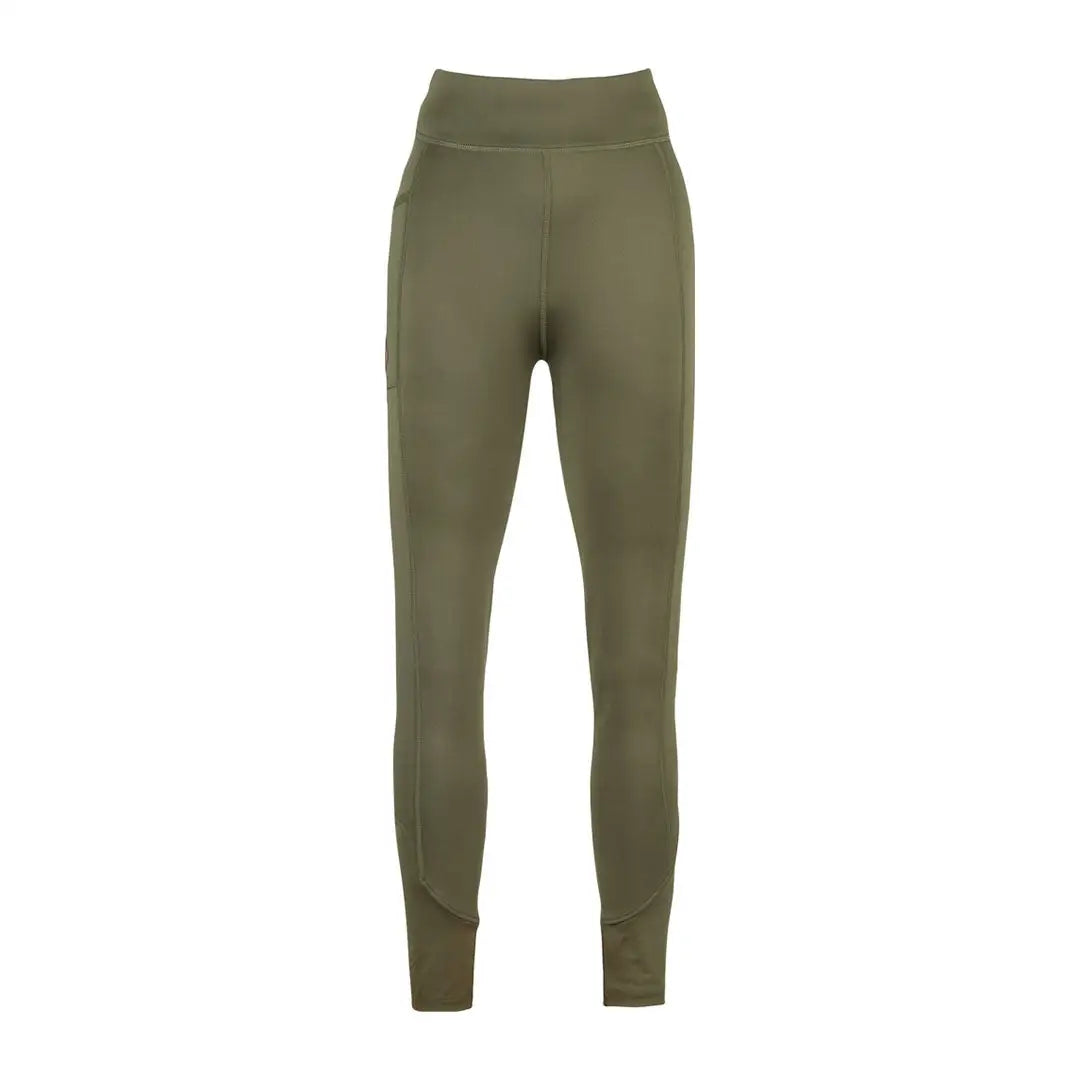 Jack Pyke ladies olive green high-waisted leggings with pockets