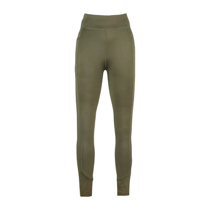 Jack Pyke ladies olive green high-waisted leggings with pockets