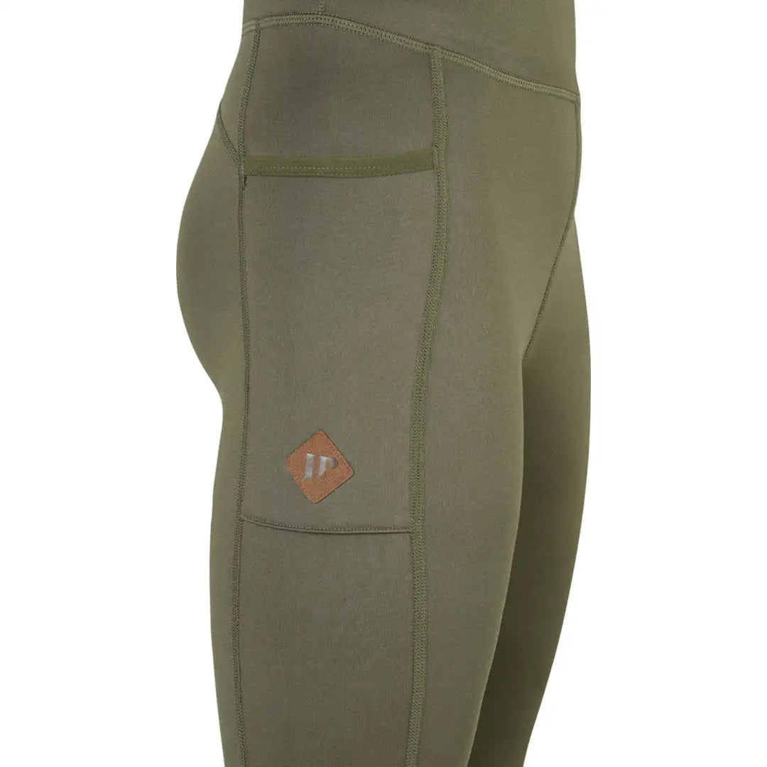 Jack Pyke ladies olive green high-waisted leggings with jp logo patch