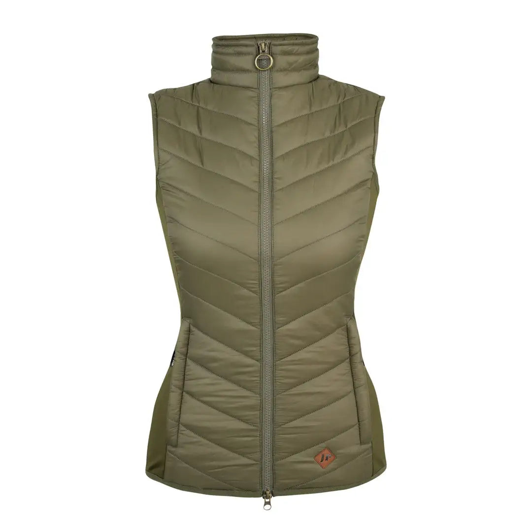 Jack Pyke Ladies Shires Gilet in olive green quilted puffer vest style