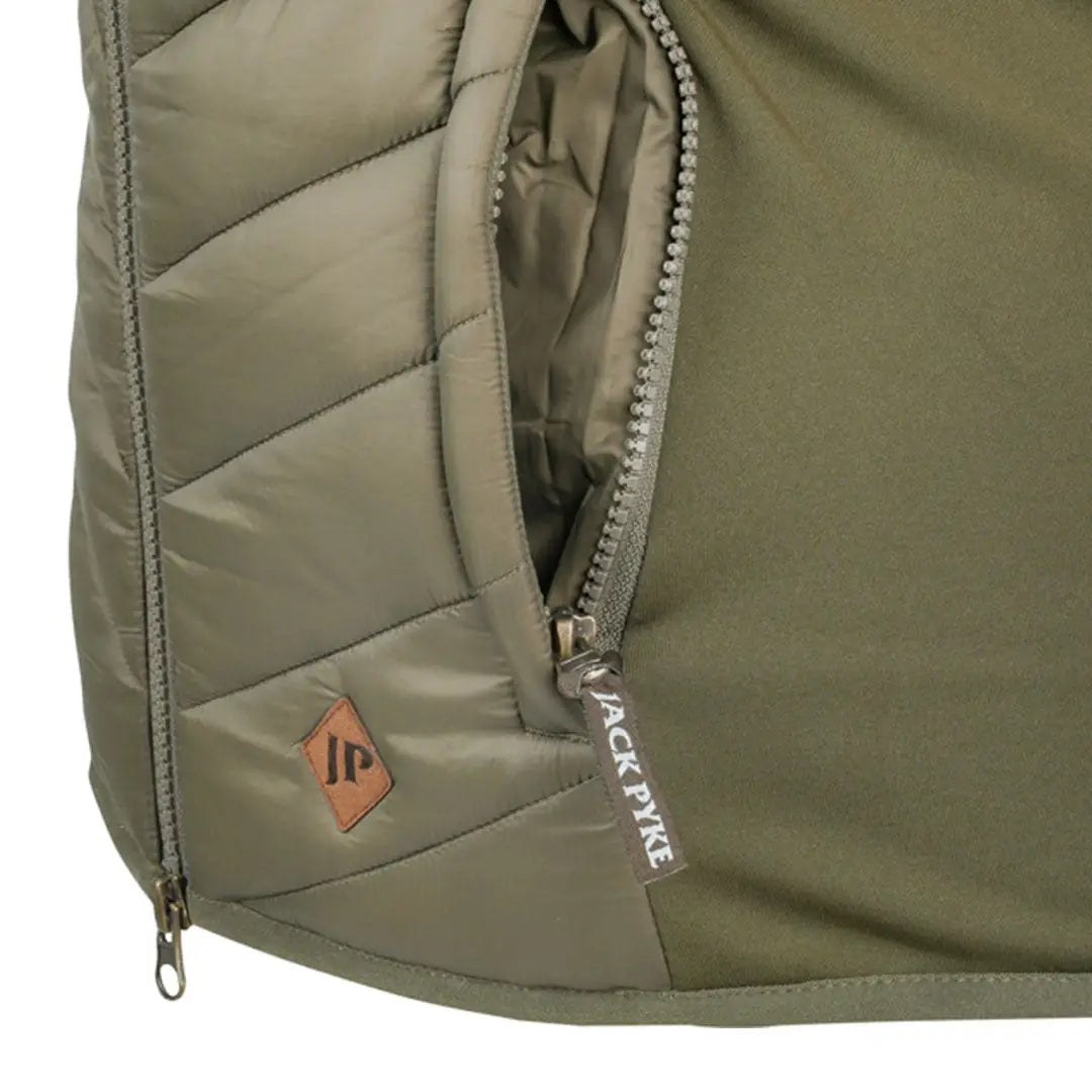 Jack Pyke ladies Shires Gilet: olive green quilted puffer vest